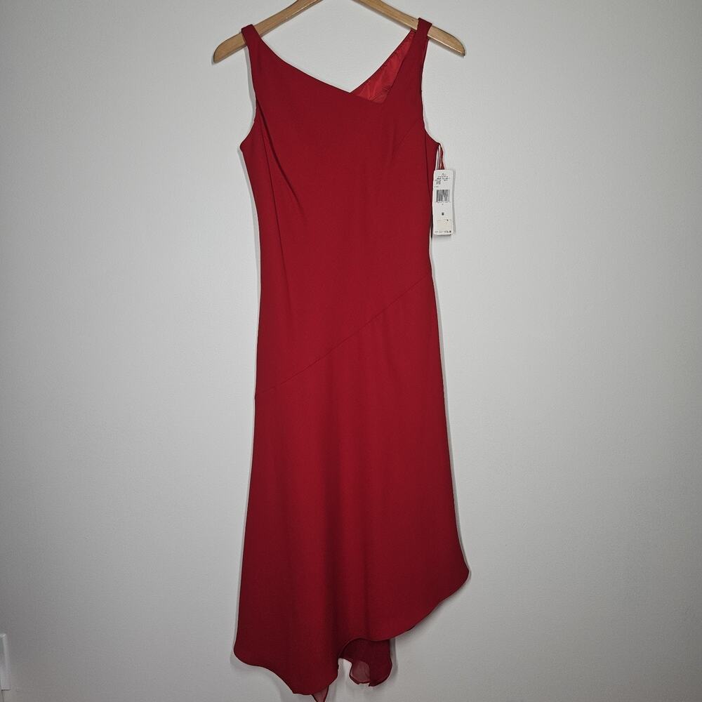VTG Jones New York Midi Dress Womens 8 Red Asymmetrical Fairy Whimsical Y2K 90s